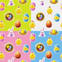 Set of seamless pattern with stickers for Easter vector