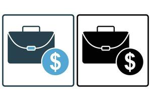 Briefcase with dollar icon. icon related to business and finance. solid icon style. business element illustration vector