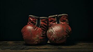 AI generated photograph a close-up of a pair of boxing gloves. Generative AI photo