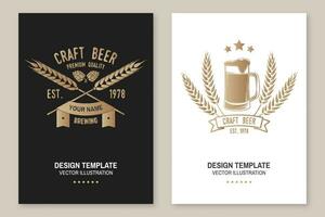 Craft Beer poster, flyer, template, card. Vector. Vintage design for bar, pub and restaurant business. Coaster for beer. vector