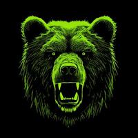 AI generated A mascot logo featuring a bear head in green neon. Generative AI photo