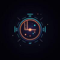 AI generated a futuristic logo of a clock. Generative AI photo