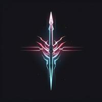 AI generated a futuristic logo of a sword. Generative AI photo