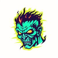 AI generated a vibrant logo of a zombie. Generative AI photo