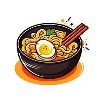 AI generated cartoon logo of a ramen. Generative AI photo