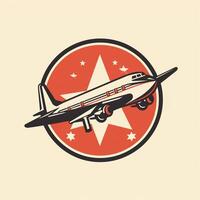 AI generated a retro logo of airplane. Generative AI photo