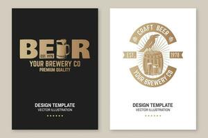 Craft Beer badge, poster, flyer, template, card. Vector. Vintage design for bar, pub and restaurant business. Coaster for beer. vector