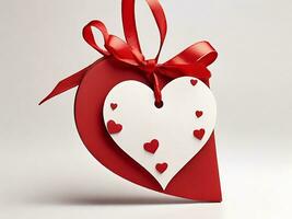 AI generated Valentine's Day Heart Shape Tag Gift or Card Decoration photo