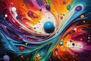 AI generated Abstract colorful background with balls and splashes. 3d illustration, AI Generated photo