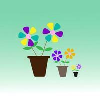 Mini flower garden with colorful flowers, isolated on a white background vector