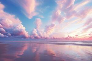 AI generated Beautiful seascape. Colorful sunset over the sea, AI Generated photo