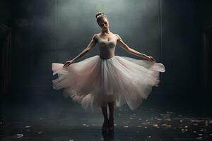 ai generado retrato de un hermosa bailarina en un rosado tutú, ai generado foto