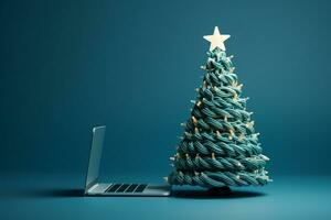 AI generated Christmas tree made up with charger cable Electronics concept background copy space photo