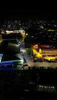 High Angle Footage of Illuminated British Town during Night. Luton, England UK. October 22nd, 2023 video