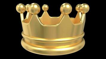 Gold crown animation. Shiny gold crown. Royal majesty symbol. Seamless and looped animation. Transparent background with alpha channel video