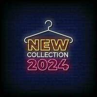 Neon Sign new collection 2024 with brick wall background vector