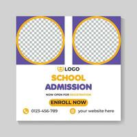 School admission education social media post design web banner template vector