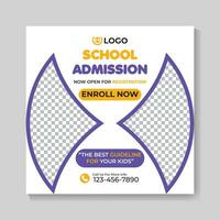 School admission education social media post design web banner template vector