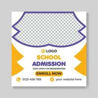 School admission education social media post design web banner template vector
