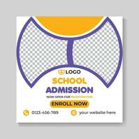 School admission education social media post design web banner template vector