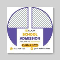 School admission education social media post design web banner template vector