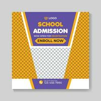 School admission education social media post design back to school web banner template vector