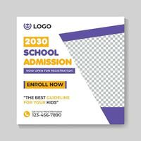 School admission education social media post design back to school web banner template vector