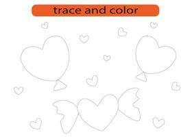 Trace and color.Trace and color for preschoolers.Handwriting practice for kids. vector