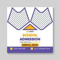 Creative school admission education social media post design back to school web banner template vector