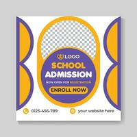Creative school admission education social media post design back to school web banner template vector