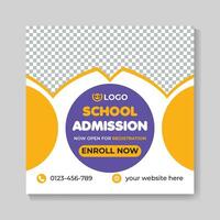 Creative school admission education social media post design modern back to school web banner template vector