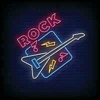 Neon Sign rock with brick wall background vector