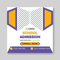 Professional modern school admission education social media post design creative back to school web banner template vector