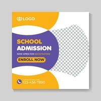 Professional modern school admission education social media post design creative back to school web banner template vector