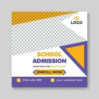 profesional moderno colegio admisión educación social medios de comunicación enviar diseño creativo espalda a colegio web bandera modelo vector