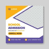 Professional modern school admission education social media post design creative back to school web banner template vector