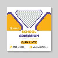 Creative modern school admission education social media post design back to school web banner template vector