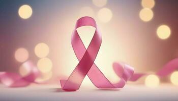 AI generated world cancer day pink ribbin. photo