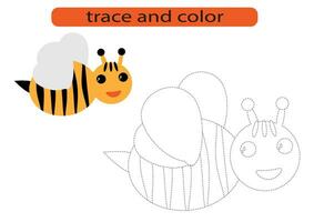 Trace and color.Trace and color for preschoolers.Handwriting practice for kids. vector