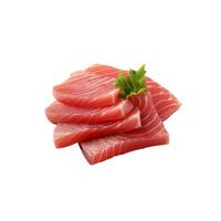 ai generado tentador 3d ilustración de sabroso atún sashimi, aislado en un limpiar blanco antecedentes foto