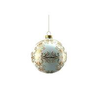 ai generado elegante y reluciente plata Navidad pelota decoración aislado en blanco antecedentes foto