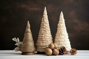 ai generado hermosa Navidad antecedentes con abeto árbol nieve y luces Navidad foto