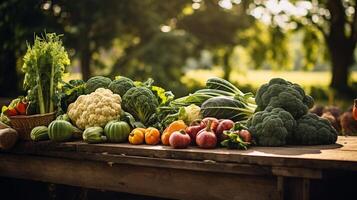 AI generated A bounty harvest of organic vegetables. Generative AI photo