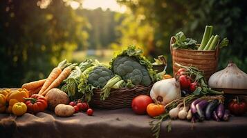 ai generado un generosidad cosecha de orgánico vegetales. generativo ai foto