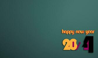 Happy new year 2024 Text Design, 3D Render Illustration copy space area tosca eps 10 vector