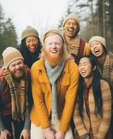 AI generated Group of friends consisting of diverse people photo