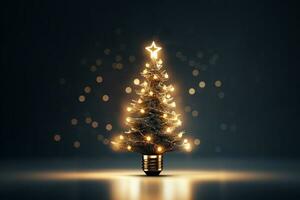 ai generado Navidad árbol hecho de bulbo y ligero tecnología concepto foto