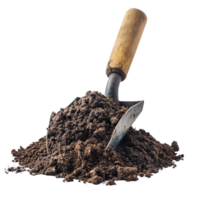 AI generated Garden Shovel in a Pile of Soil Isolated on Transparent Background png