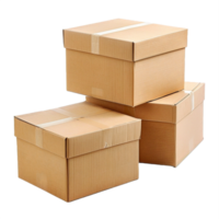 AI generated Three Stacked Cardboard Boxes Isolated on transparent Background png