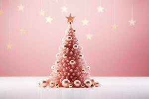 AI generated merry Christmas 3d rendered pink Podium display for event photo